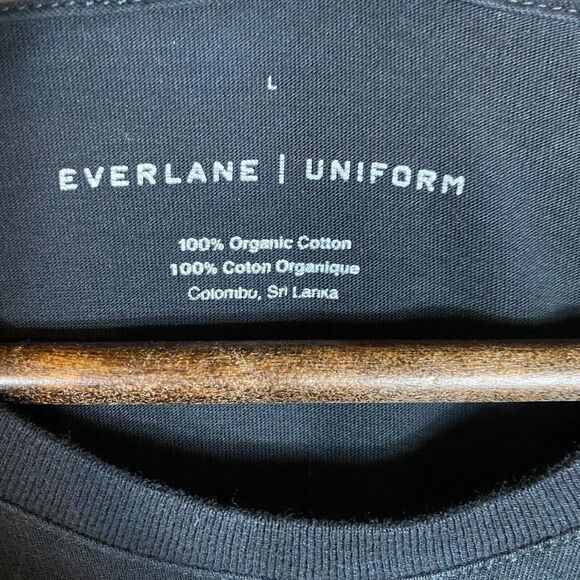 Everlane T-Shirt Mens Size Large Black Uniform Organic Cotton Crew Short Sleeve - Picture 4 of 9